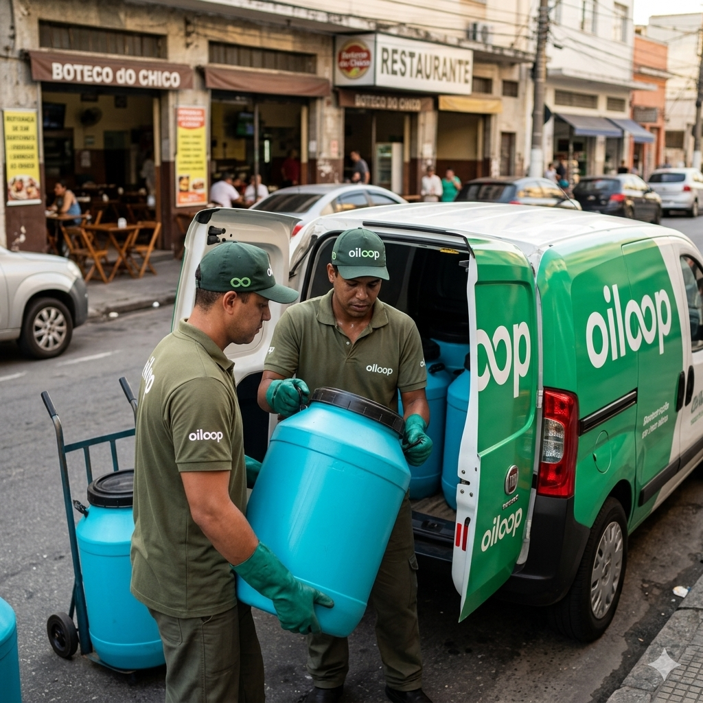 Equipe Oiloop realizando coleta
