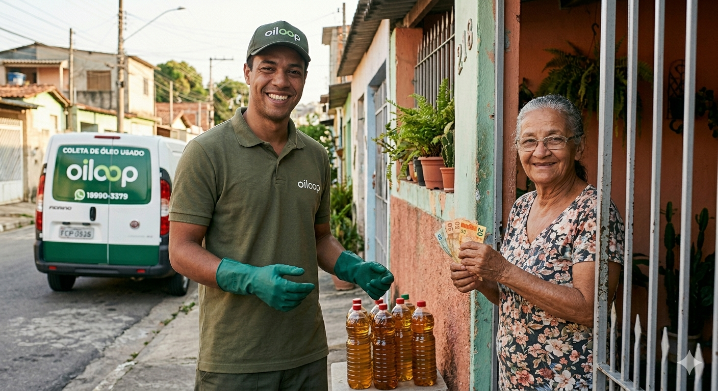 Equipe Oiloop em coleta residencial